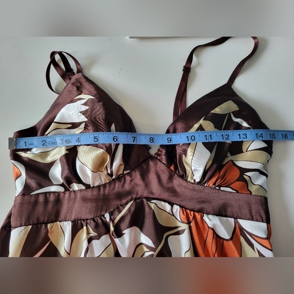 Vntg Heart Soul 90's Floral Print Satin Dress  Small Brown - Picture 10 of 14